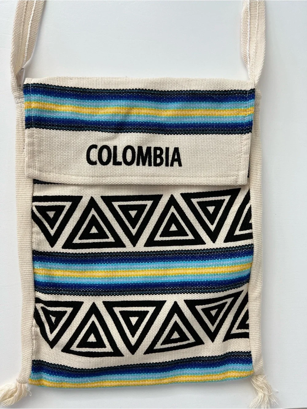 New Handmade Colombia Artesanal Colorful Woven Fold Over Zipper bag